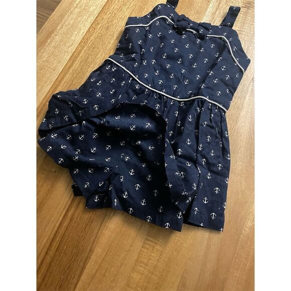 Janie and Jack Girls Nautical Anchor Navy Skort Romper Size 4 Sleeveless Casual - Picture 2 of 6